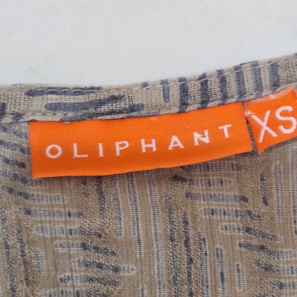 Oliphant Top XS Multicolor Tan Chevron Cotton Boho Blouse Tassels SS Folk Artsy - Picture 9 of 10